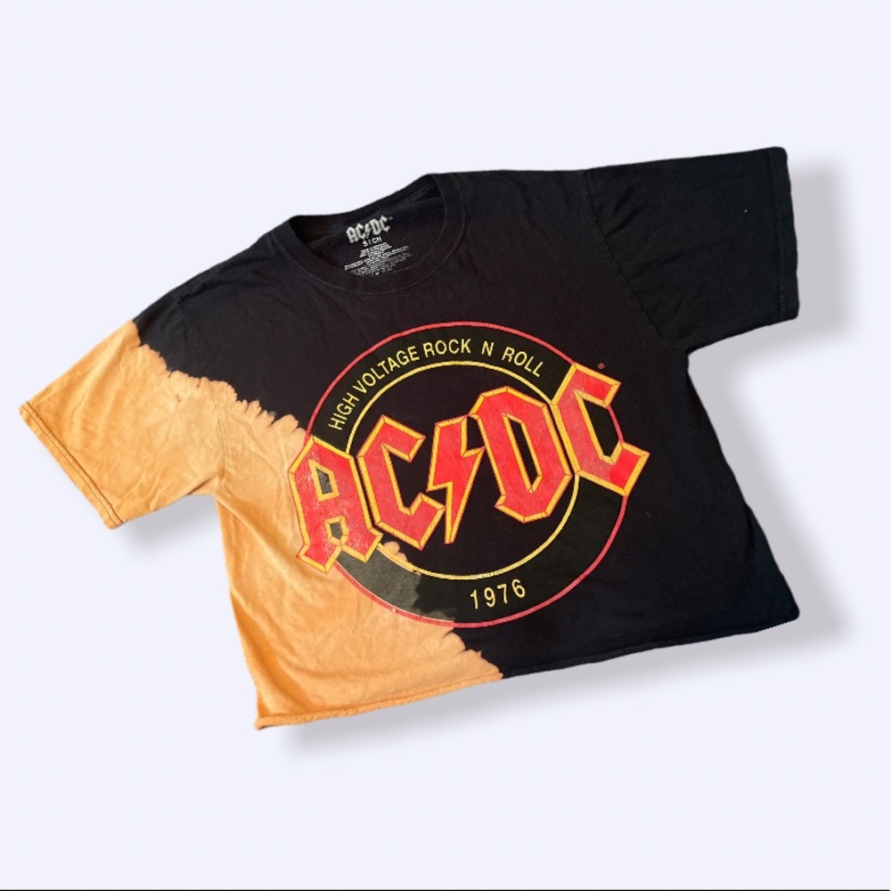 AC/DC Bleached Graphic Cropped Tee - Small